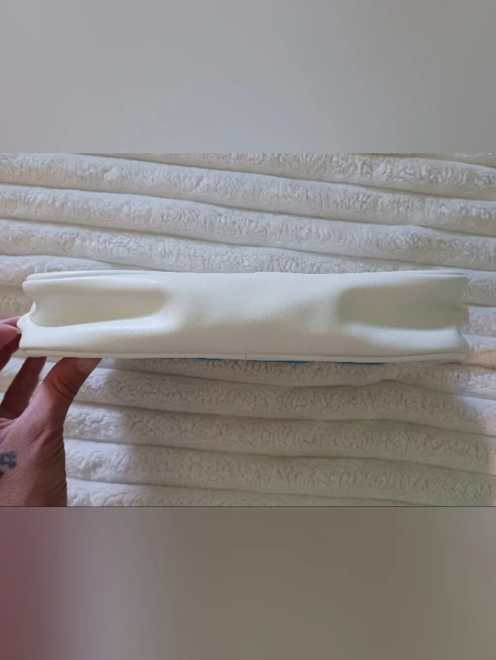 Neutrogena White Makeup Bag with Blue 'SKIN' Chenille Patch